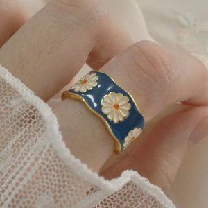 New Daisy Flower Rings - Blue